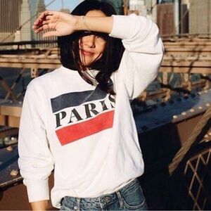 Brandy Melville White Paris Sweatshirt